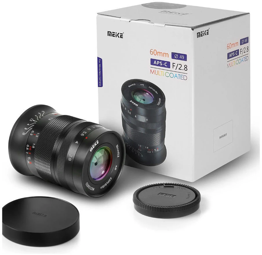 Fotoaparato objektyvas - Meike MK 60 F2.8 Canon RF jungtis 1:1 makro 17 cm 49 mm