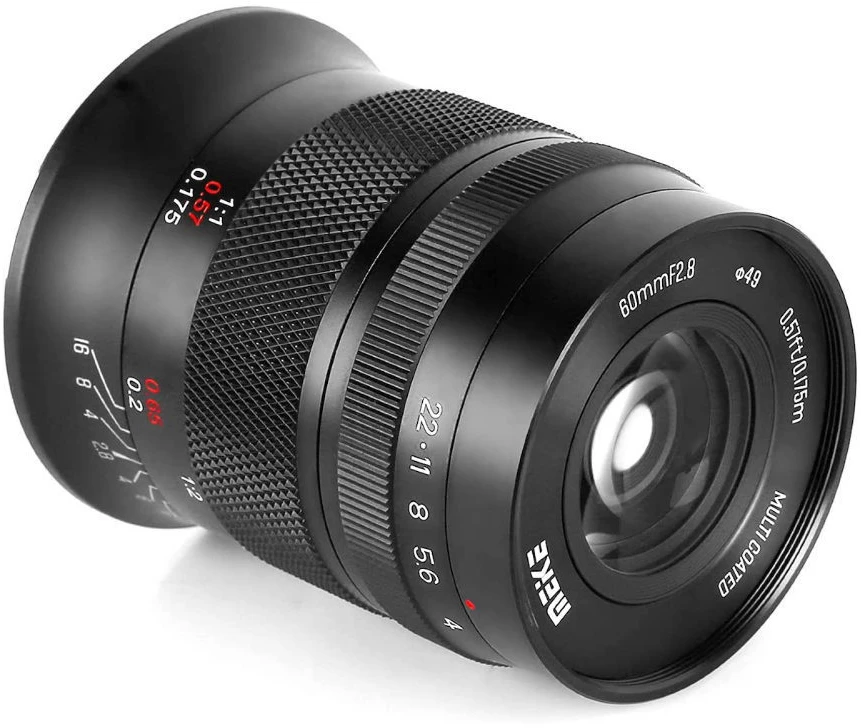 Fotoaparato objektyvas - Meike MK 60 F2.8 Canon RF jungtis 1:1 makro 17 cm 49 mm