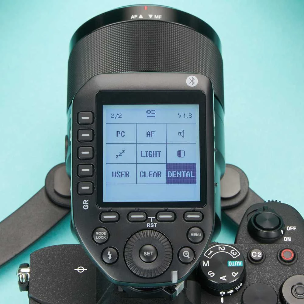 Godox X PRO II S+ valdiklis su aktyviu Dental meniu