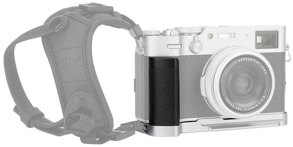 Fotoaparato priedas - JJC HG X100VI rankena aliuminio lydinys ARCA Swiss sidabrinė