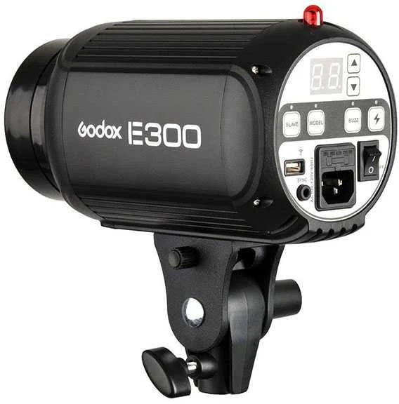 Fotografijos apšvietimo rinkinys - Godox E300 Studio Kit (2 Flash Heads, 150W Modeling Lamp, Wireless Trigger)