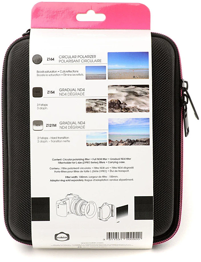 Fotografijos filtrų rinkinys - Cokin Traveller Kit U3HO 28 (filtrų laikiklis, poliarizatorius, ND4, ND8)