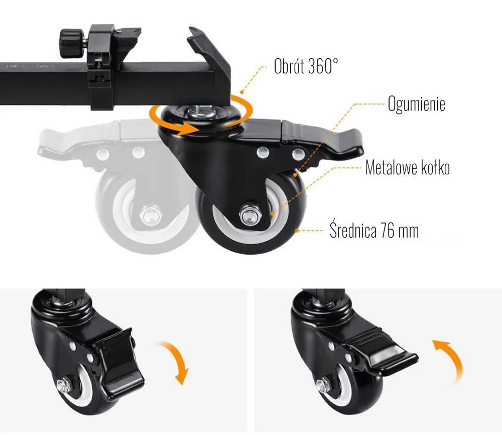 Fotografijos Įranga - K&F Concept MS30 Tripod Dolly 20kg Load 76mm Wheels