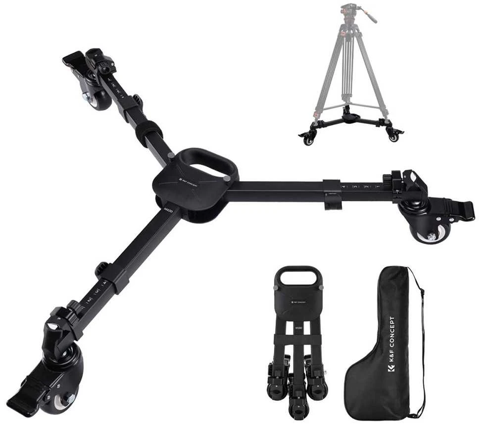 Fotografijos Įranga - K&F Concept MS30 Tripod Dolly 20kg Load 76mm Wheels
