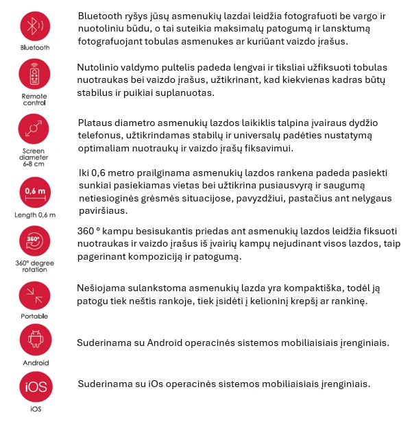 SEEK TOTI asmenukių lazda su paslėpto dizaino stabiliu trikoju Q12, Juodas