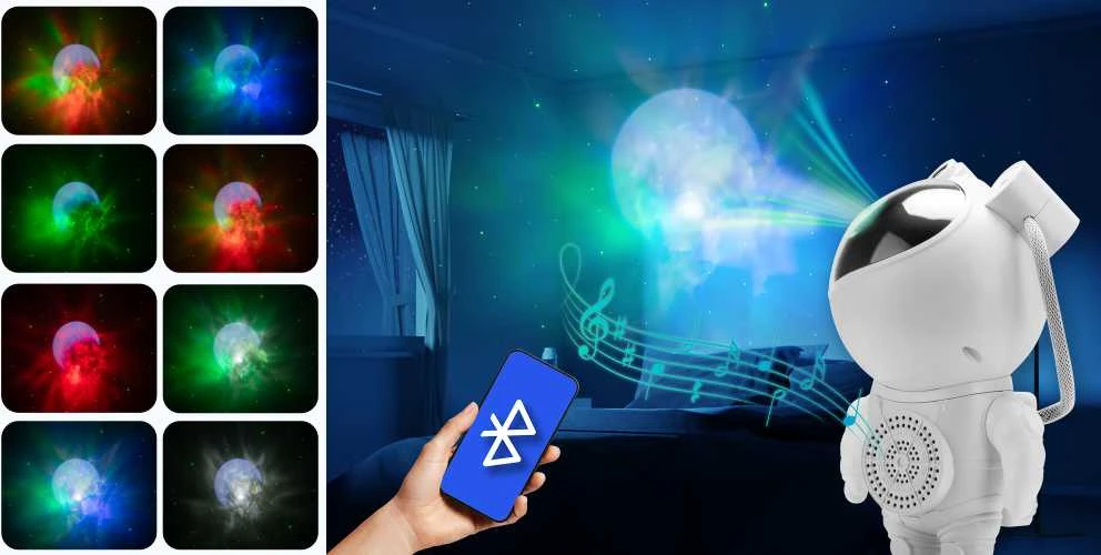 Lubinis šviestuvas Galaktikų Ir Žvaigždžių Projektorius - Redleaf Astro Lamp (Su Bluetooth garsiakalbiu)
