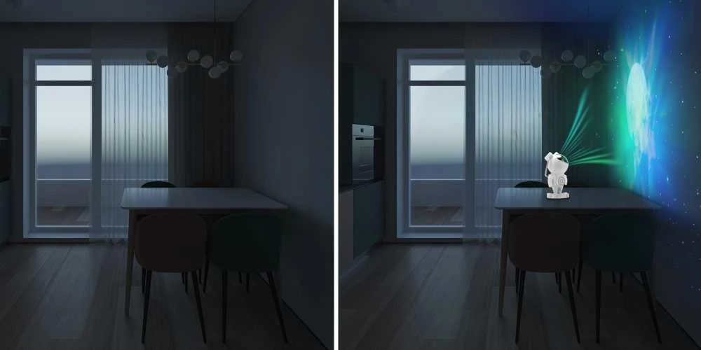 Lubinis šviestuvas Galaktikų Ir Žvaigždžių Projektorius - Redleaf Astro Lamp (Su Bluetooth garsiakalbiu)