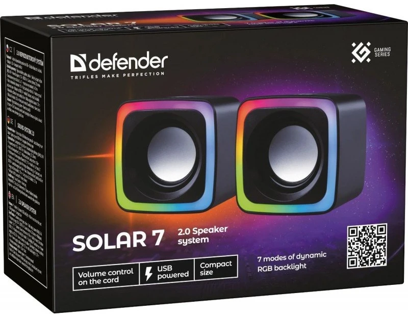 DEFENDER SOLAR 7 2.0 6W LED USB SPEAKERS 65117