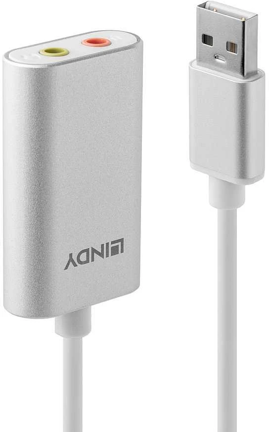 Garso Adapteris - LINDY USB Tipo A Ausinių Mikrofono Adapteris, Baltas