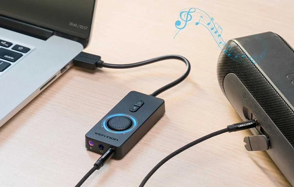 Išorinė USB 2.0 garso plokštė Vention CDRBF 1m (juoda)