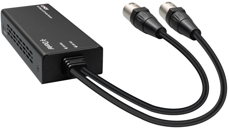 Garso Dekoderis - Lindy 2ch Dante į XLR 96kHz 24-Bit PoE Juodas