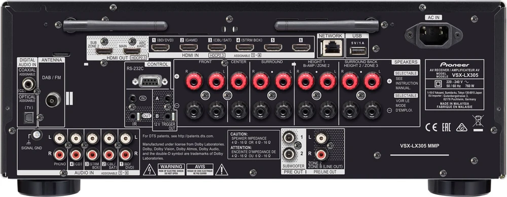 Pioneer VSX-LX305 sidabrinis home cinema receiver