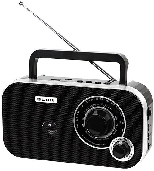 Nešiojamasis analoginis AM/FM radijas BLOW RA12 juodos ir baltos spalvos