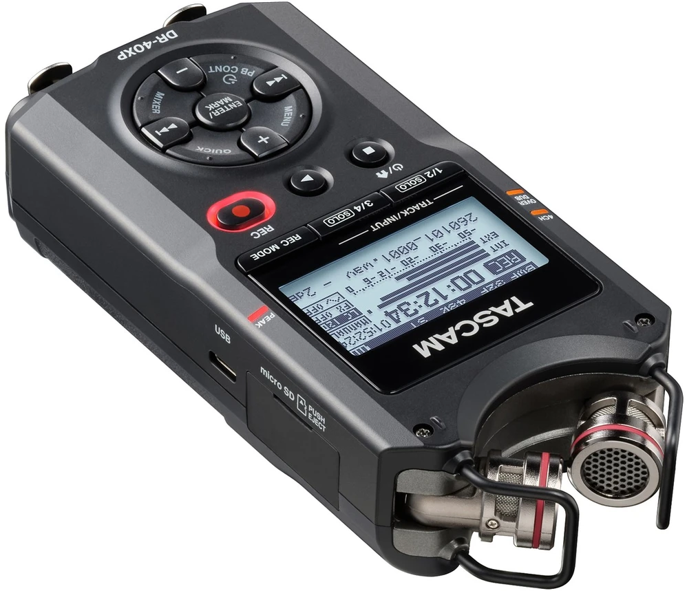 „Tascam DR-40XP“ – nešiojamas keturių takelių skaitmeninis įrašymo įrenginys su USB garso sąsaja