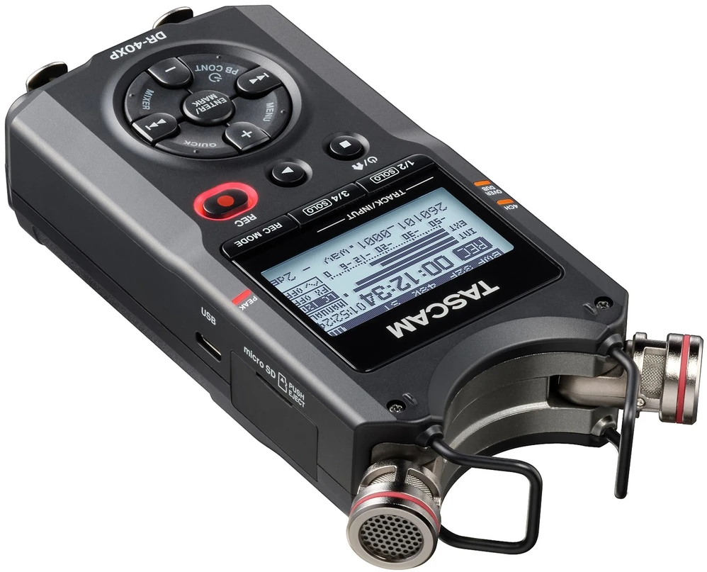 „Tascam DR-40XP“ – nešiojamas keturių takelių skaitmeninis įrašymo įrenginys su USB garso sąsaja
