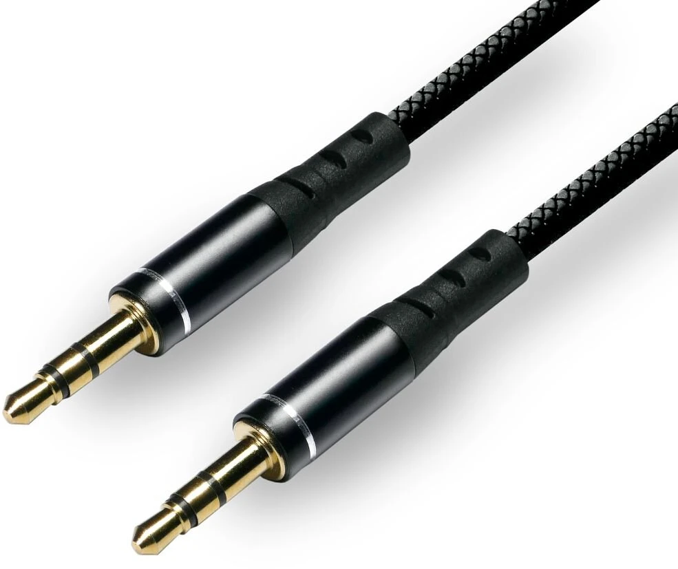 Garso Kabelis - EverActive CBS-1JB 3.5mm AUX Kabelis Su Auksu Padengtais Jungtimis 1.0m Juodas