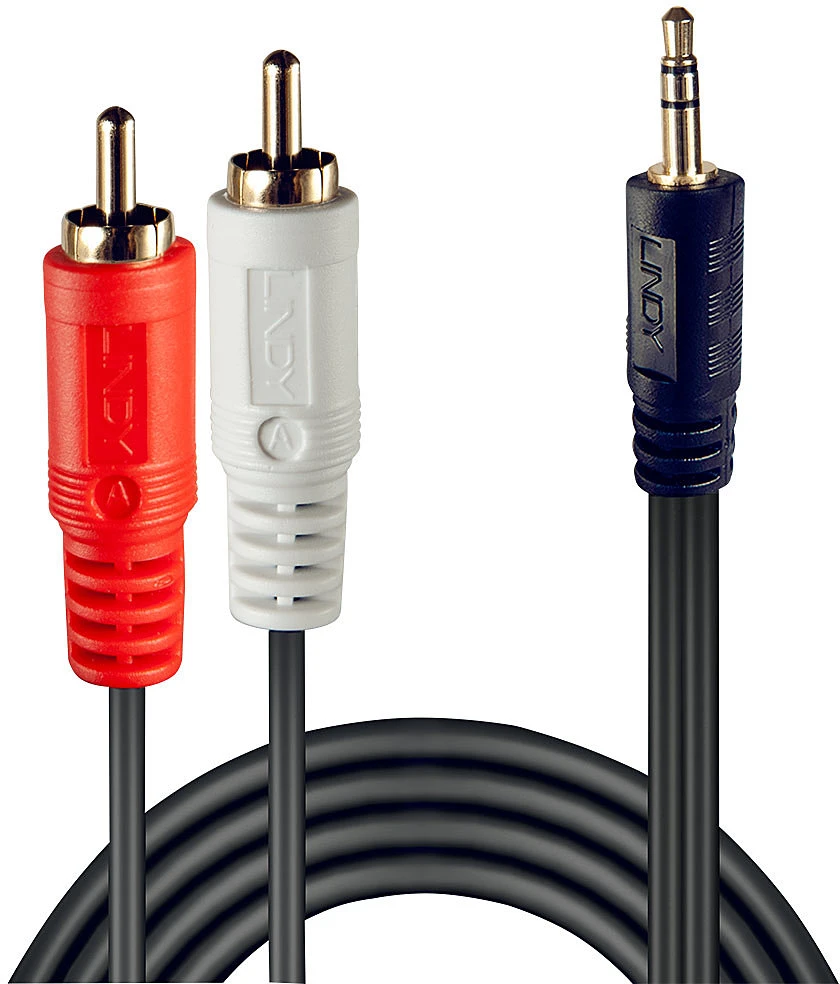 Garso Kabelis - Lindy 5 M 3,5 Mm Kištukas M Į 2 RCA Kištukus M, Stereo, Paauksuoti Gnybtai