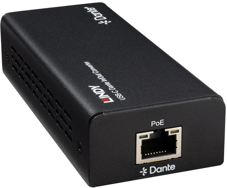 Garso Keitiklis - Lindy USB C Dante In/Out Keitiklis, 100Mbps, AES67, Juodas