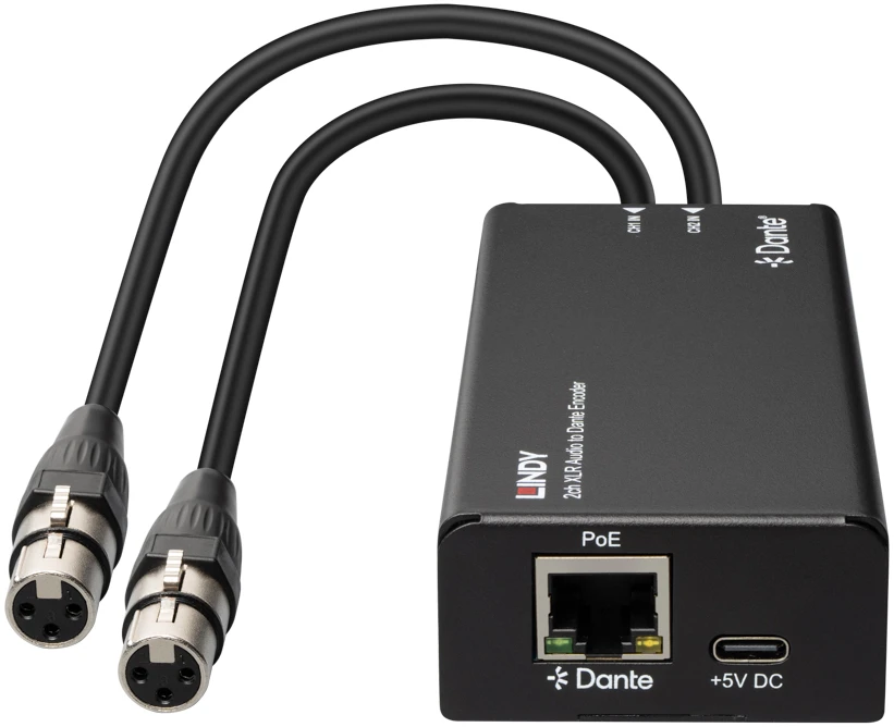 Lindy XLR į Dante adapteris su PoE jungtimi