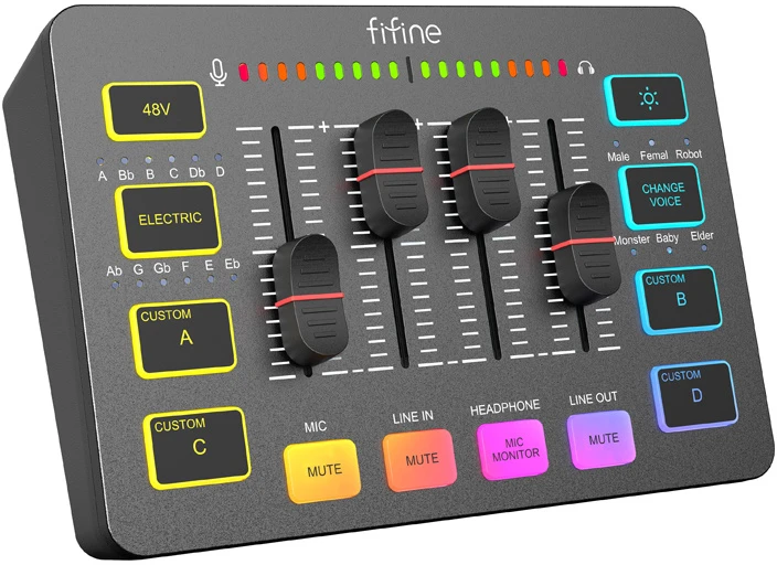 Fifine SC3 audio mixer juodos spalvos