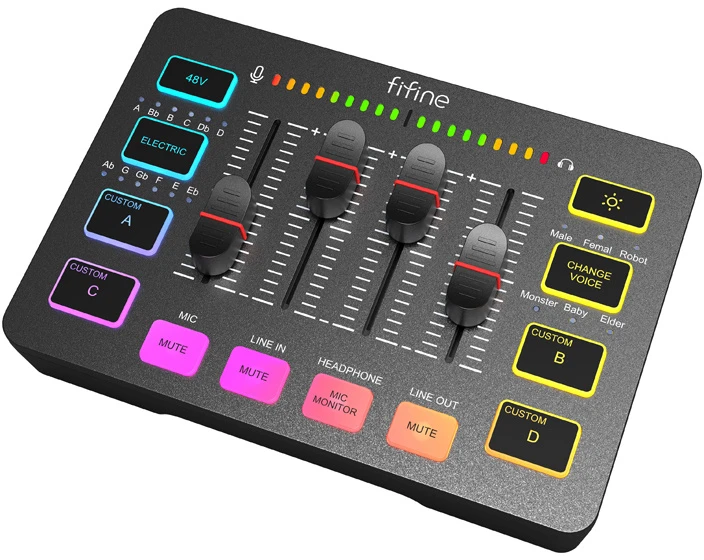 Fifine SC3 audio mixer juodos spalvos