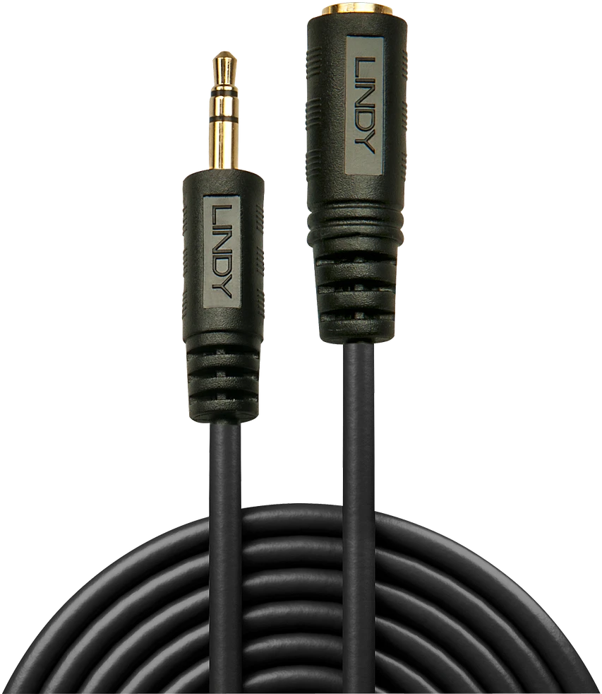 Garso Prailginimo Kabelis - Lindy 10 m 3,5 mm Stereo M/F Auksu Padengtas