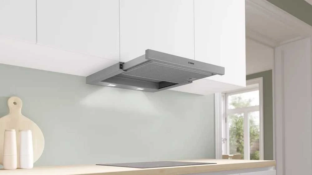 Bosch Serie 2 DFM064W55 gartraukis Semi built-in (pull out) Metallic, Sidabrinis 394 m³/h