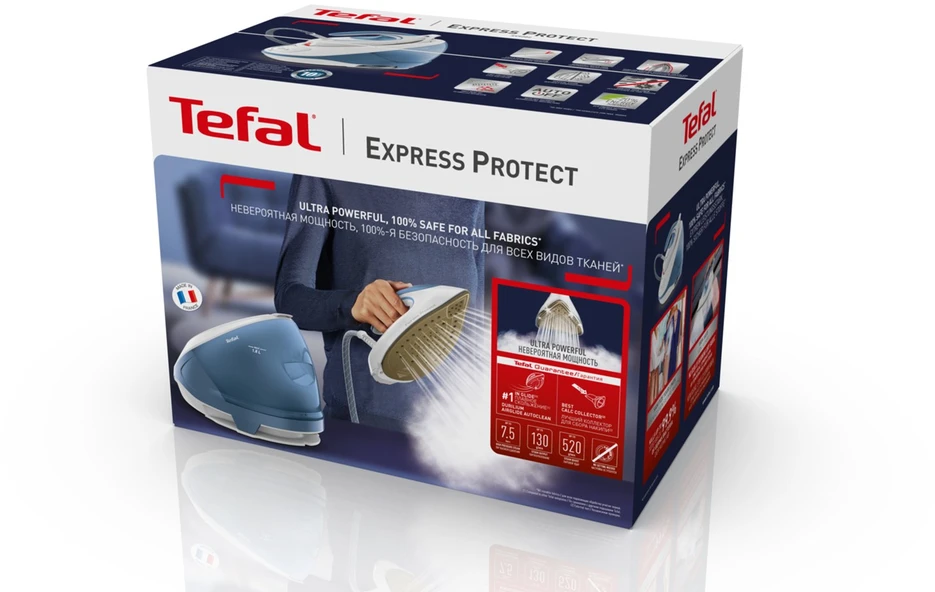 Tefal Express Protect SV9202 2800 W 1.8 L Durilium AirGlide Autoclean soleplate Baltas, Mėlyna