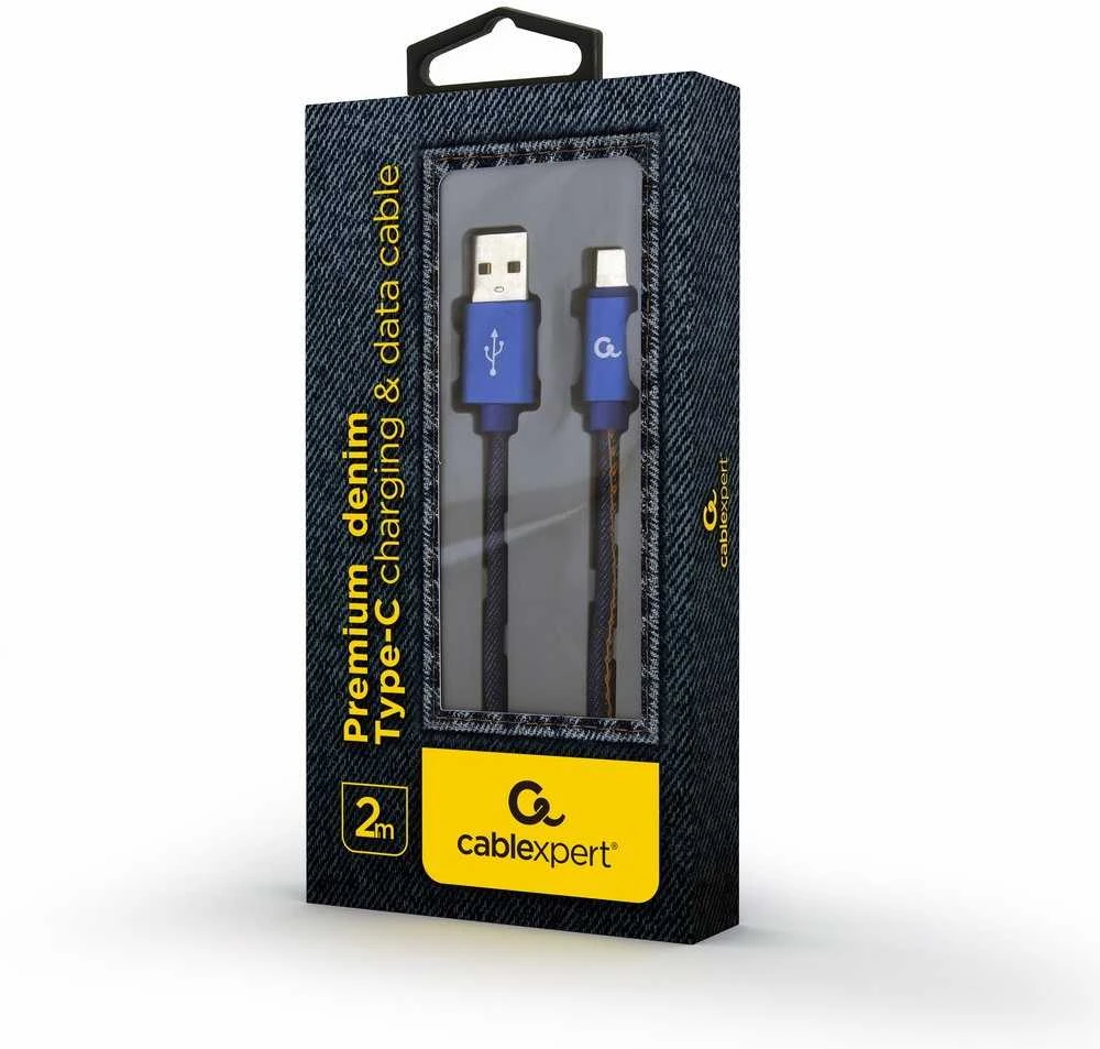 GEMBIRD CC-USB2J-AMCM-2M-BL Gembird Premium džinsai (džinsiniai) Type-C USB laidas su metalinėmis jungtimis, 2m, mėlynas