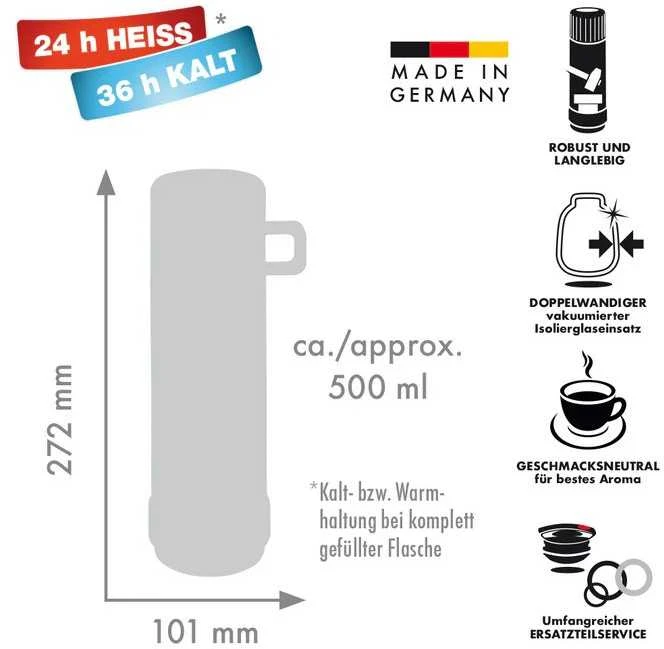 ROTPUNKT Glass thermos, capacity 0.250 l, olive (žalias)