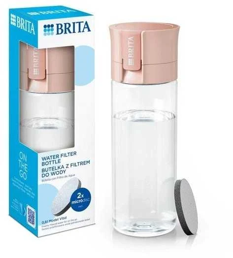 Gertuvė Brita Vital filtravimo butelis 0,6 l, pastelinės persikinės spalvos
