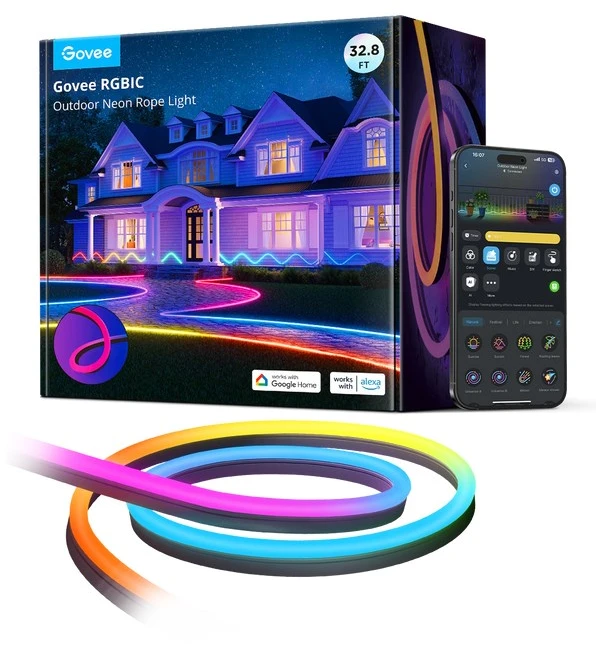 Govee H61A8 lauko neoninės LED juostelės, 10 m, su „Wi-Fi“, „Bluetooth“ ir RGBIC