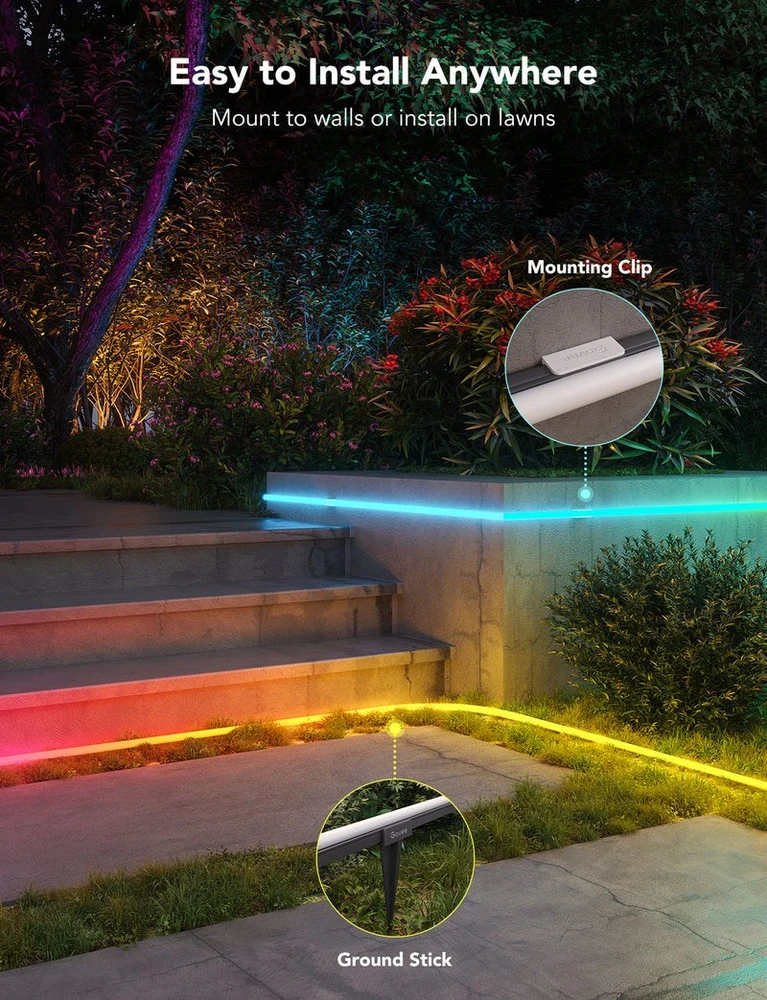 Govee H61A8 lauko neoninės LED juostelės, 10 m, su „Wi-Fi“, „Bluetooth“ ir RGBIC