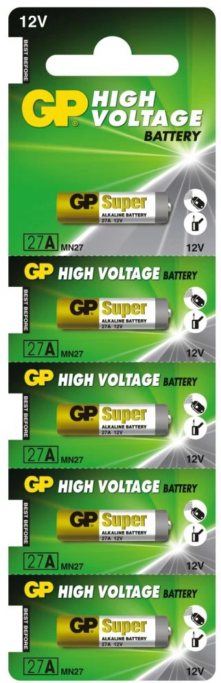GP Battery Baterija - 27A GP 5 vnt. 12V 7.7mm x 28mm Mažos Elektronikos Juoda