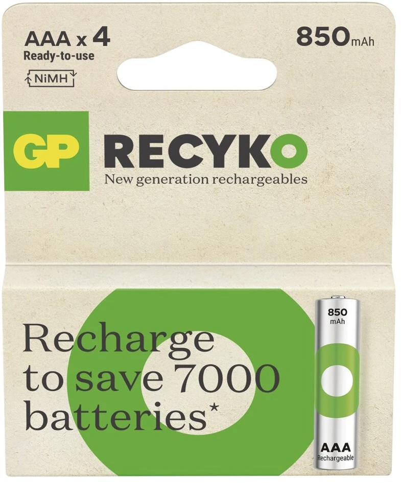 GP Battery GP Baterija Baterija - GP ReCyko R03 AKU 850mAh NiMH Įkraunamos 4Vnt