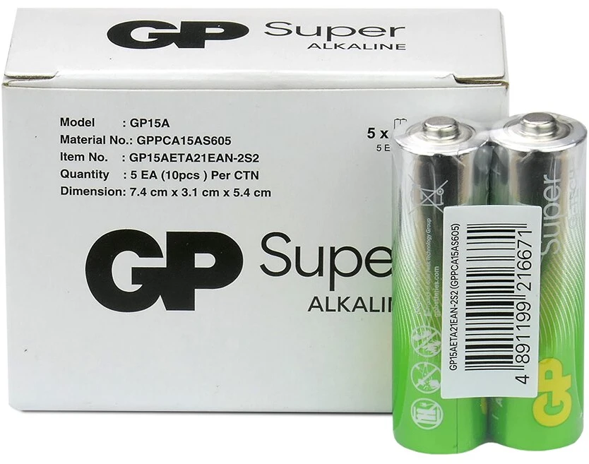 GP Battery GP Baterija Baterija - GP Super Alkaline LR6 10-Pakuotė Su Patobulinta Nuotėkio Apsauga Juoda