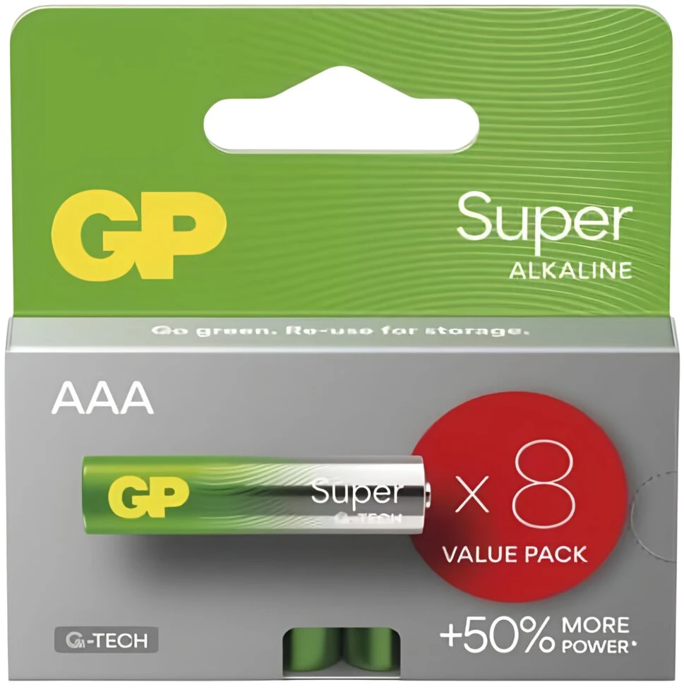 GP Baterija Baterijos - GP Super Alkaline LR03 8Vnt Ilgalaikė Energija