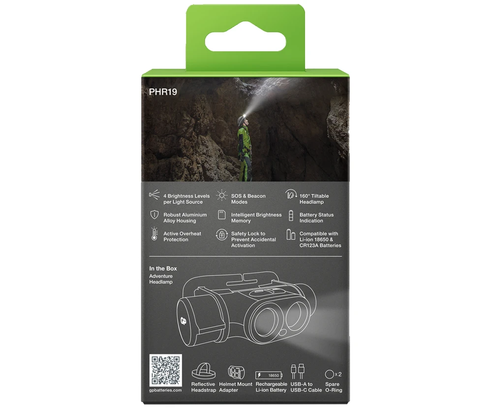 GP Xplor adventure headlamp PHR19 žibintas ant galvos