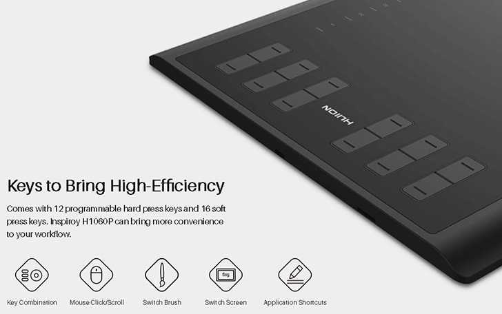 Grafikos Planšetė - HUION 1060 Inspiroy Plus 8192 Lygio Pieštukas su 12 Greitųjų Mygtukų