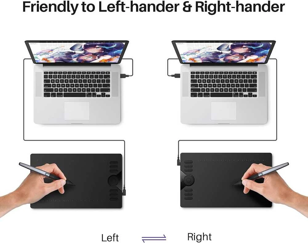 Grafikos Planšetė - HUION HS610 254x158.8mm, 8192 Spaudimo Lygiai, 12 Greitųjų Klavišų