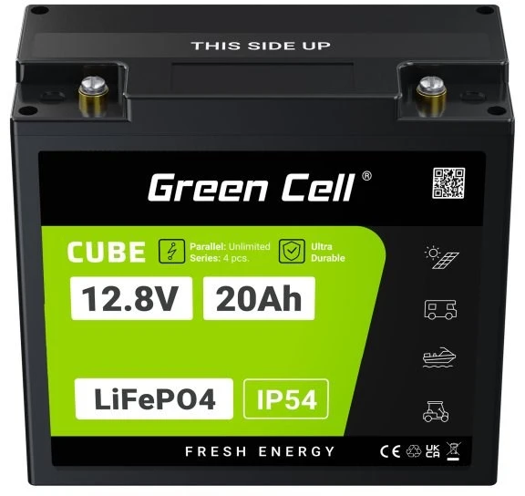 Green Cell Akumuliatorius - Žalias Cell LFPGC12V20AH LiFePO4 12.8V 20Ah 185x80x170mm 3kg