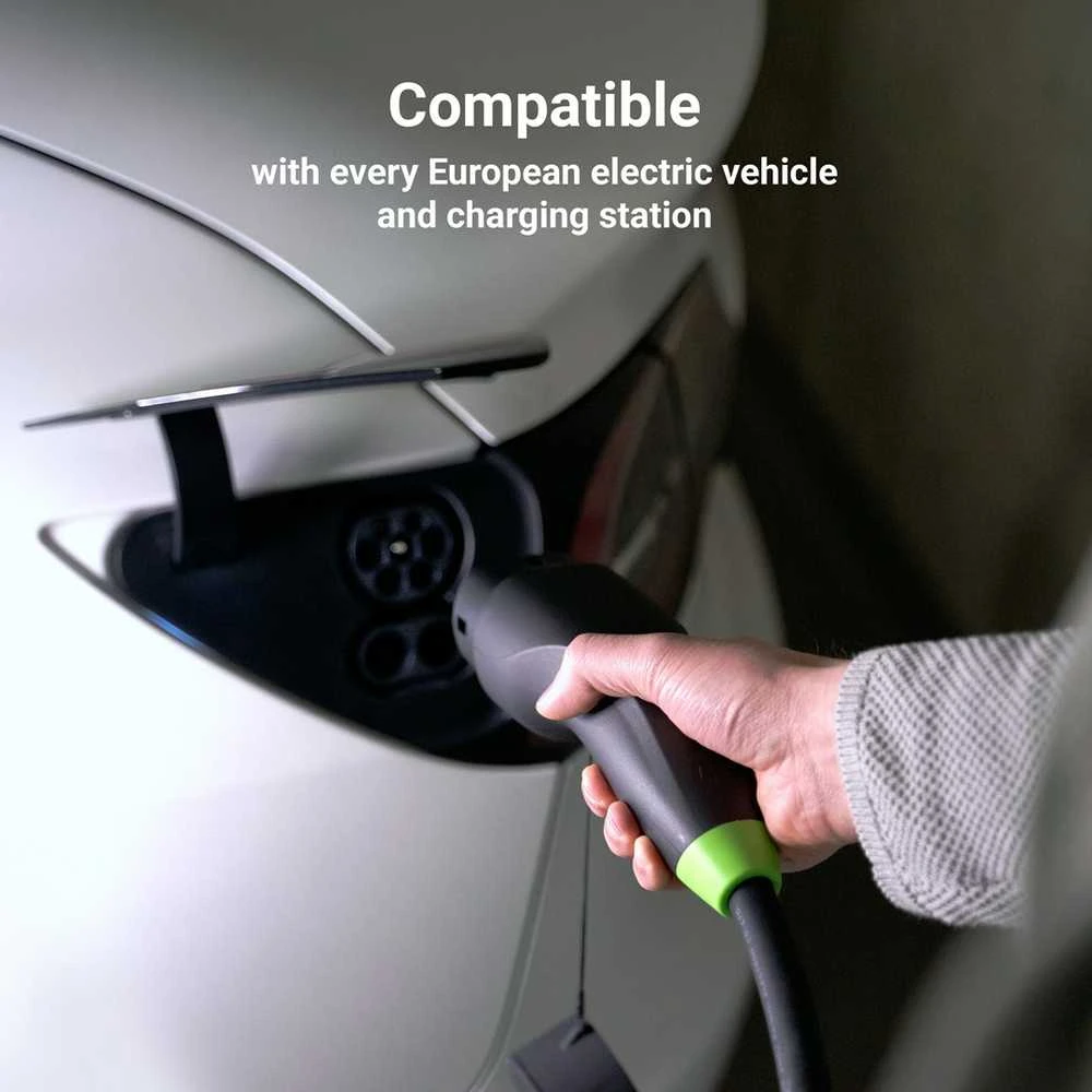 Green Cell Žalias Cell Žalias Cell GC Snap Type 2 EV įkrovimo kabelis 11kW 7m, skirtas Tesla Model Y 3 SX, VW ID.4, Kia EV6, Hyundai IONIQ 5, Ford Mach-E
