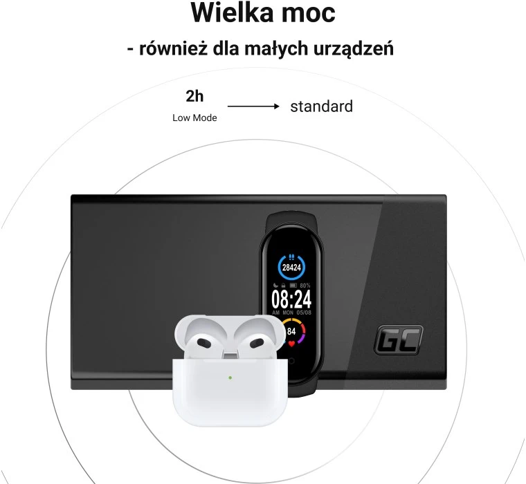 Green Cell Žalias Cell Žalias Cell Power Bank PowerPlay 20000mAh 22.5W - baltas
