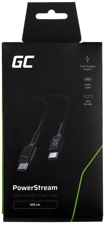 Green Cell Žalias Cell Žalias CELL kabelis GC PowerStream USB-C - USB-C 120cm maitinimo tiekimas 60W 480 Mbps Ultra Charge QC 3.0
