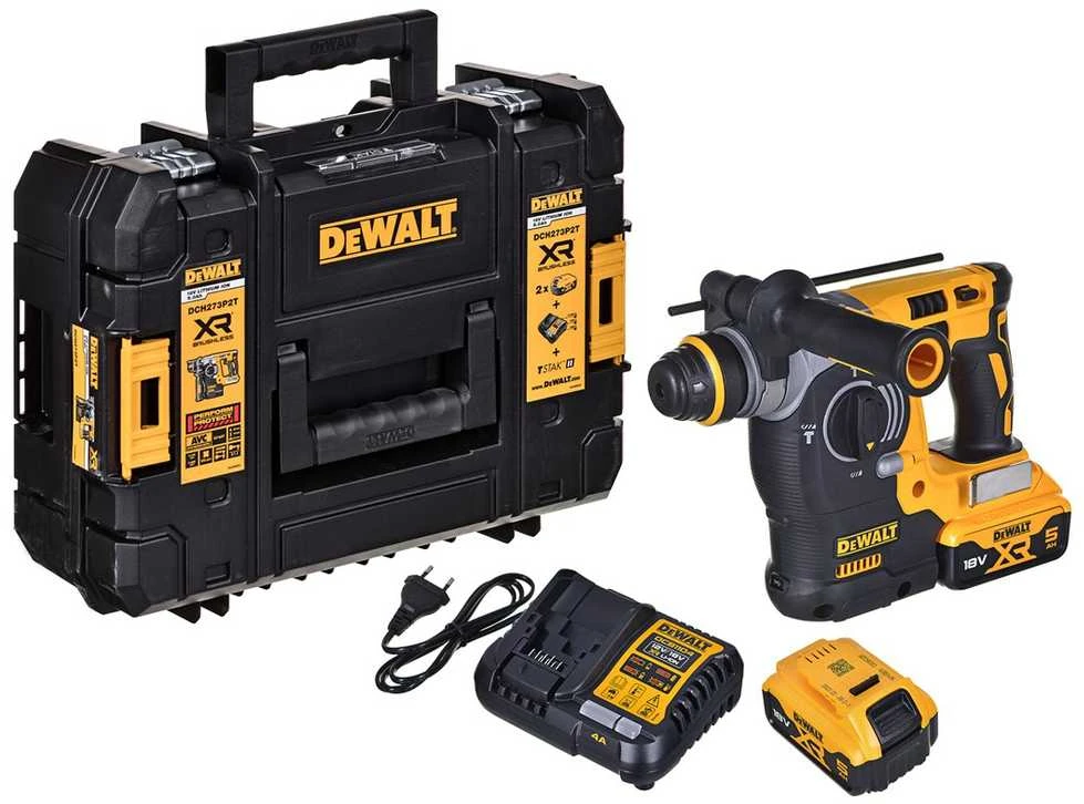 DEWALT akumuliatorinis perforatorius DCH273P2T SDS-PLUS, 18V, 2.1J, 2 x 5.0Ah, TSTAK