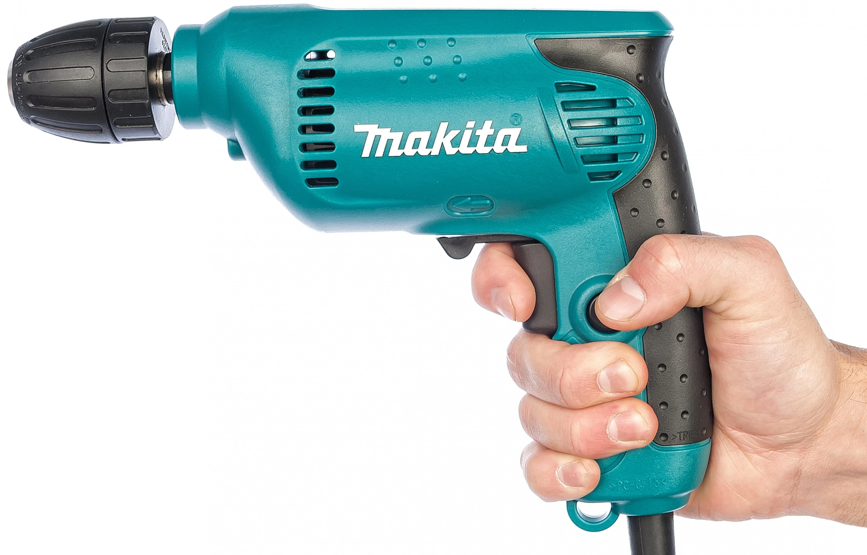 Makita 6413 Gręžtuvas, 450 W, 0-3400 min-1, ranka užveržiamas griebtuvas 10 mm, 1,3kg