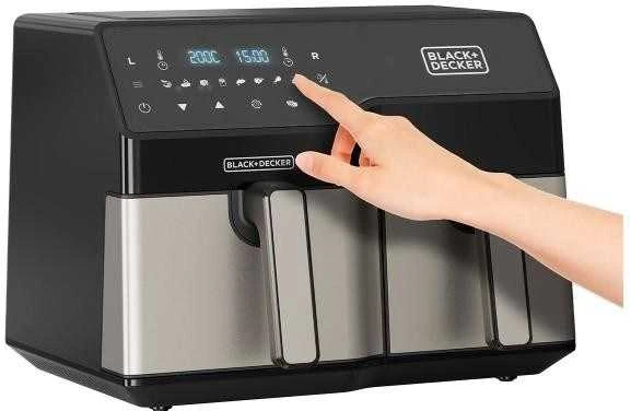 Gruzdintuvė Black & Decker Juodas & Decker BXAF9000E Double 9 L Stand-alone 2500 W Hot air fryer Juodas, Nerūdijantis plienas