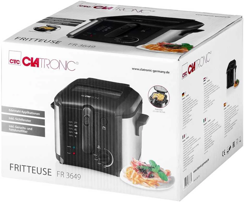 Gruzdintuvė Fryer Clatronic FR 3649 (2,5 l, 1600W, juodos spalvos)