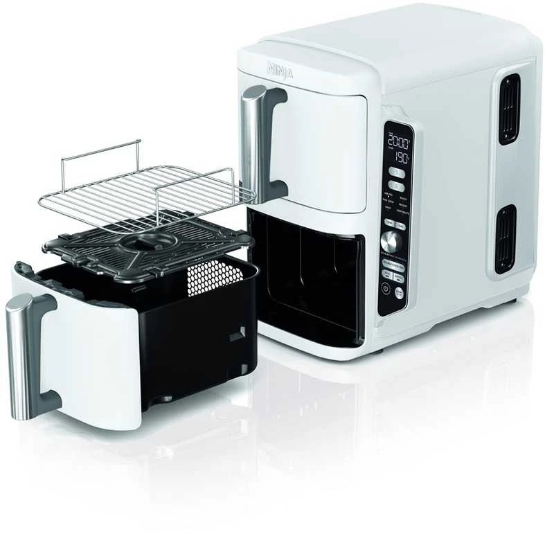 Karšto oro gruzdintuvė Ninja Double Stack XL, 2 lygių, 9,5 l, SL400EU, balta