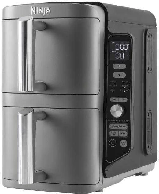 Karšto oro gruzdintuvė Ninja Double Stack XL, 2 lygių, 9,5 l, SL400EU, Tamsiai pilka
